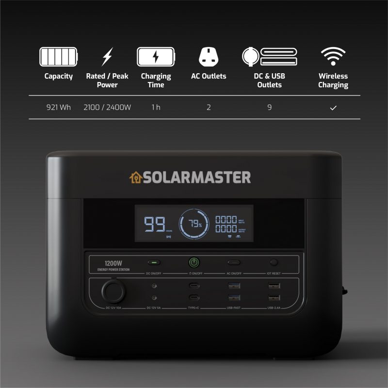 Solar Master GEN-1200 ‘Pathfinder’ Portable Power Station | 912Wh, 1200W (2400W Peak) - Image 5